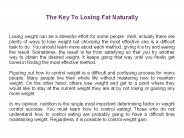 The Key To Losing Fat Naturally