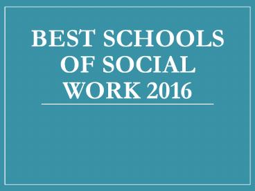 Best Schools of Social Work 2016