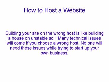 How to Host a Website