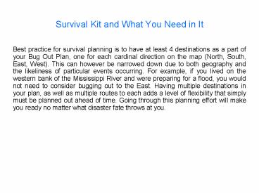 Packing the Ultimate Survival Kit for One's Survival