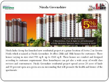 Nirala Greenshire Greater Noida, Reviews 2BHK 3BHK Floor Plans