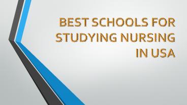 Best Schools for Studying Nursing in USA
