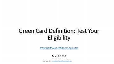 Green Card Definition: A Complete Test of Your Eligibility