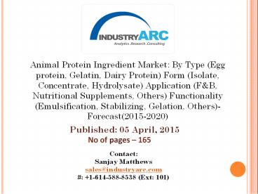 ANIMAL PROTEIN INGREDIENT MARKET