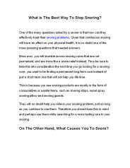 What Is The Best Way To Stop Snoring?
