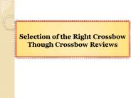 Selection of the Right Crossbow Though Crossbow Reviews