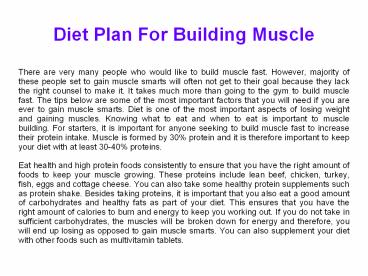 Diet Plan For Building Muscle
