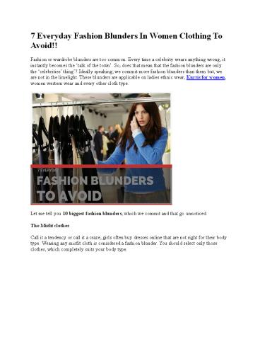 7 Everyday Fashion Blunders In Women Clothing To Avoid!!