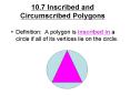 10.7 Inscribed and Circumscribed Polygons PowerPoint PPT Presentation