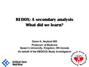 REDOX: A secondary analysis What did we learn?
