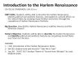 Introduction to the Harlem Renaissance PowerPoint PPT Presentation