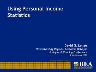 Using Personal Income Statistics