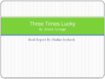 Book Report By: Pauline Izydorek