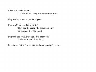 What is Human Nature?