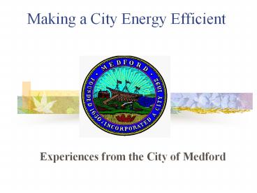 Making a City Energy Efficient