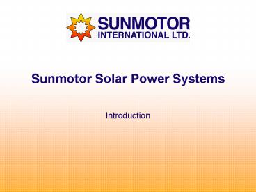 Sunmotor Solar Power Systems