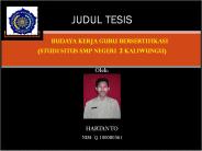 BUDAYA KERJA GURU BERSERTIFIKASI