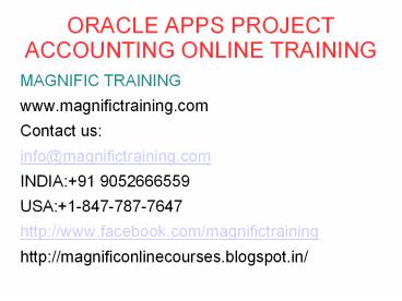 Live Oracle Apps Project Accounting Online Training in USA