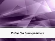 Piston Pin Manufacturers