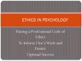 Having a Professional Code of Ethics PowerPoint PPT Presentation
