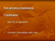 Post operative complications