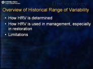 Overview of Historical Range of Variability