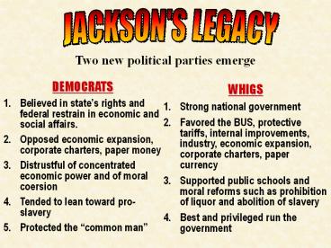 JACKSON'S LEGACY