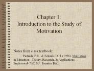 Chapter 1: Introduction to the Study of Motivation
