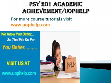 PSY 201 Instant Education/uophelp