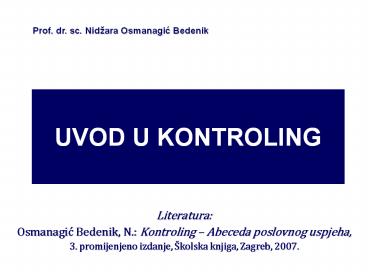 UVOD U KONTROLING