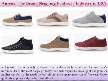 Aureus The Brand Reigning Footwear Industry in USA
