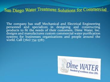 San Diego Water Treatment Solutions for Commercial