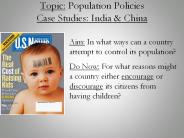 Topic: Population Policies Case Studies: India