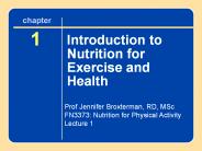 Introduction to Nutrition for Exercise and Health