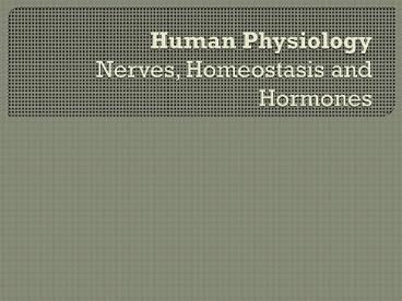 Human Physiology Nerves, Homeostasis and Hormones