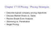 Chapter 17/18 Pricing / Pricing Strategies