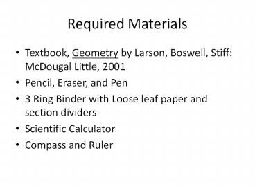 Required Materials