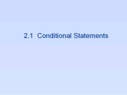 2.1 Conditional Statements