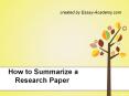 How to summarize a Research Paper PowerPoint PPT Presentation