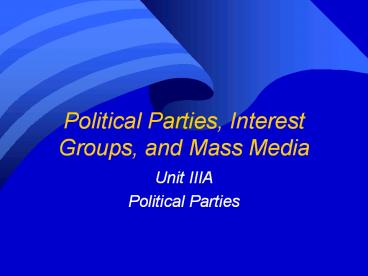 Political Parties, Interest Groups, and Mass Media