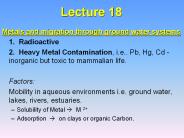 Metals and migration through ground water systems