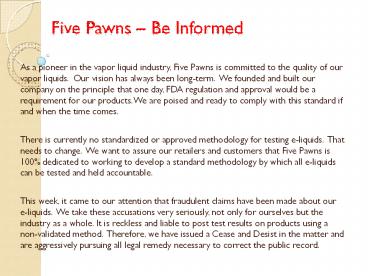 Five Pawns – Be Informed