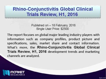 Rhino-Conjunctivitis Global Clinical Trials Forecast & Future Industry Trends