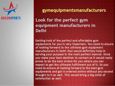 Look for the perfect gym equipment manufacturers in Delhi