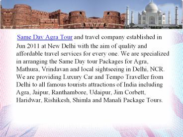 Day Tour Agra from Delhi