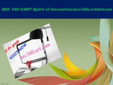 SEC 340 CART Spirit of innovation/sec340cartdotcom
