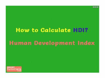 How to Calculate HDI