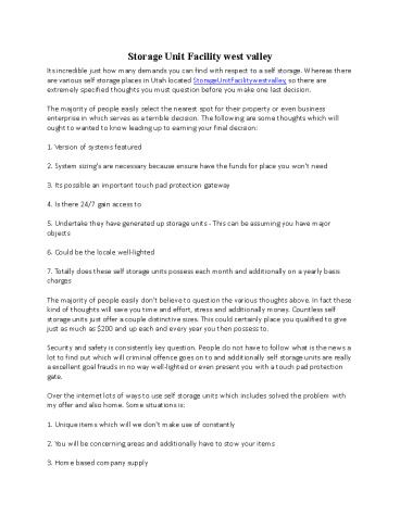 storage units west valley