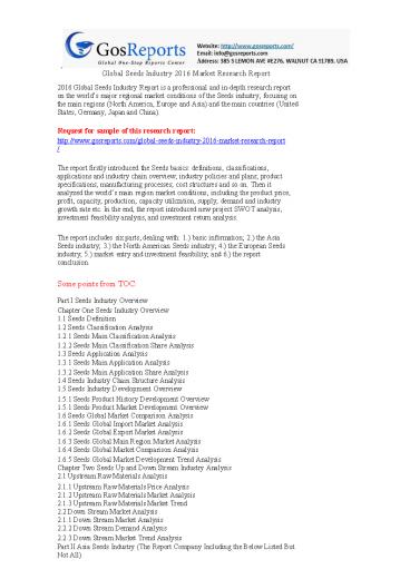 Global Seeds Industry 2016 Market Research Report