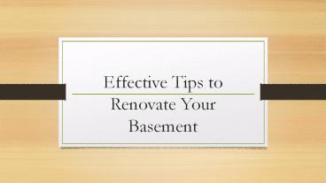 Effective Tips to Renovate Your Basement